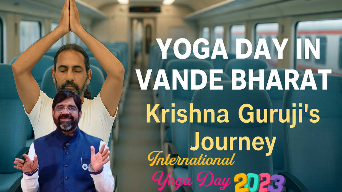 Krishna Guruji leading seated yoga on Yoga Day in Vande Bharat Express