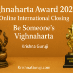 Vighnaharta Award 2025 Online Closing poster with Ganesha statue, gold trophy, and text “Be Someone’s Vighnaharta”