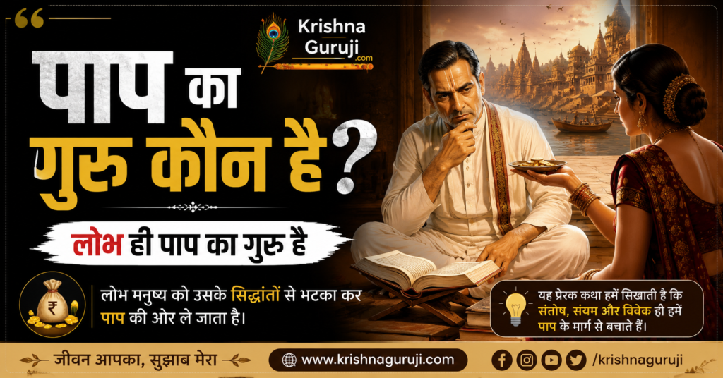 पाप का गुरु कौन है पर आधारित प्रेरणादायक आध्यात्मिक कहानी जिसमें लोभ को पाप का गुरु बताया गया है।