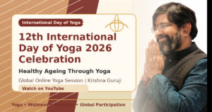 Krishna Guruji leading 12th International Day of Yoga 2026 celebration on Healthy Ageing Through Yoga.