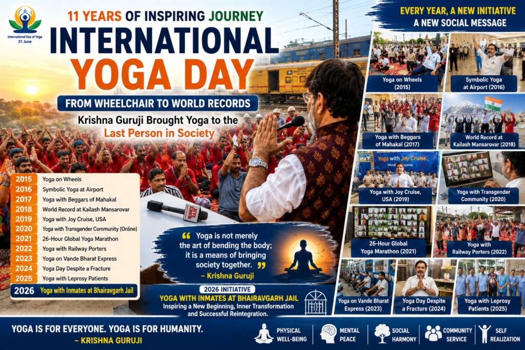 International Yoga Day 2026 journey of Krishna Guruji from wheelchair to world records promoting yoga for humanity and social inclusion