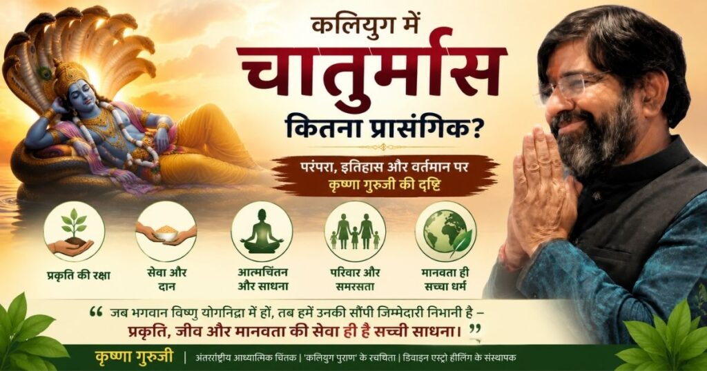 भगवान विष्णु की योगनिद्रा के माध्यम से कलियुग में चातुर्मास का संदेश देते हुए कृष्णा गुरुजी – प्रकृति संरक्षण, मानव सेवा और जिम्मेदारी