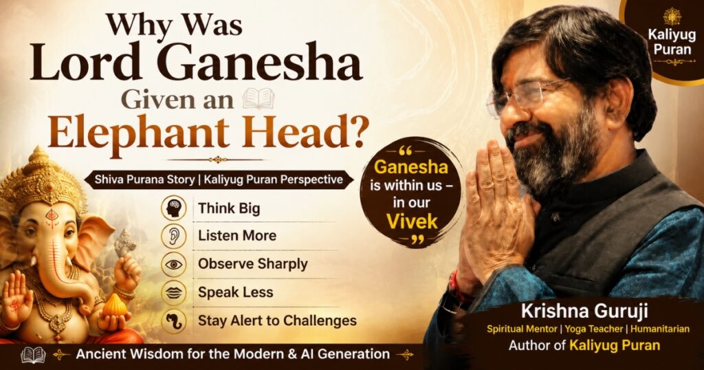 Ganesha Elephant Head – Shiva Purana story and Kaliyug Puran perspective by Krishna Guruji