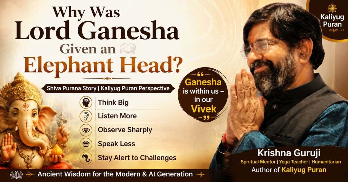 Ganesha Elephant Head – Shiva Purana story and Kaliyug Puran perspective by Krishna Guruji