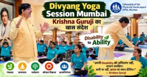 Krishna Guruji conducting Divyang Yoga Session in Mumbai at Fellowship of the Physically Handicapped with differently-abled students